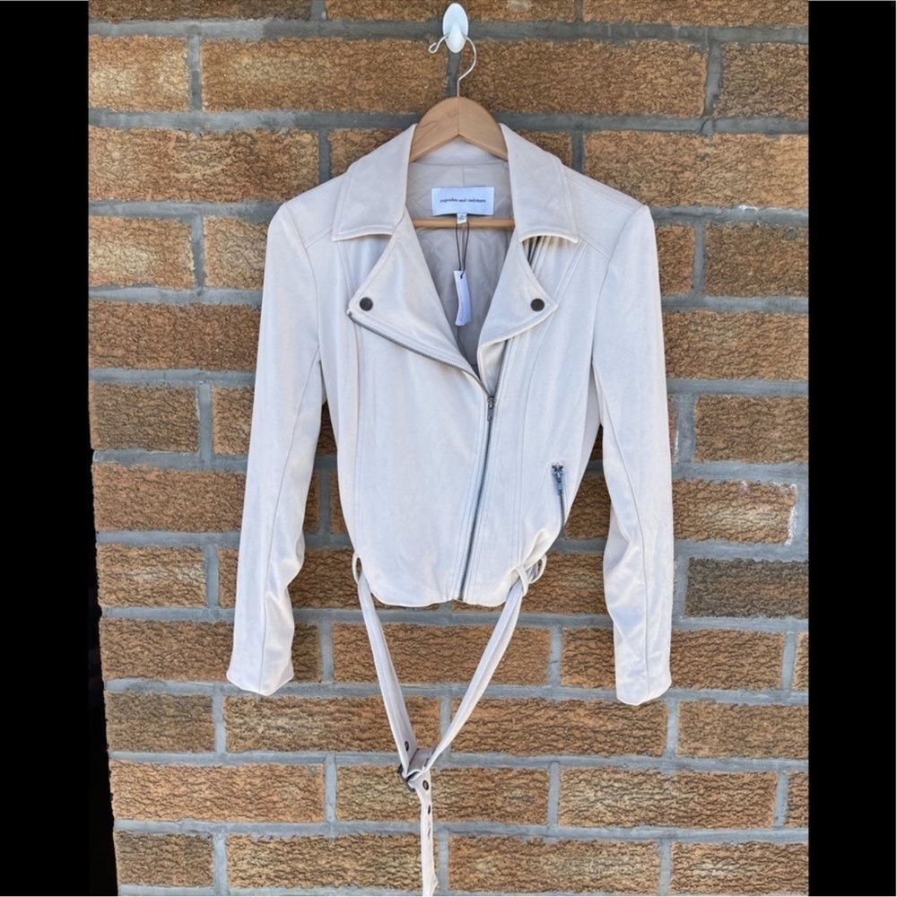 Cupcakes And Cashmere Faux Suede Manele Moto Biker Jacket Size Small